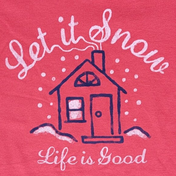 Life is Good Red Crusher Classic Fit Let it Snow V-Neck Long Sleeve Tee - M - Picture 2 of 10